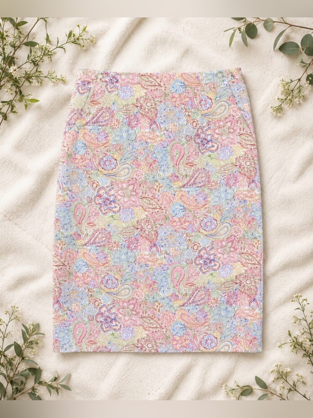Talbots Paisley Pencil Skirt | Pastel Floral Print | Size 8 | Preppy Spring